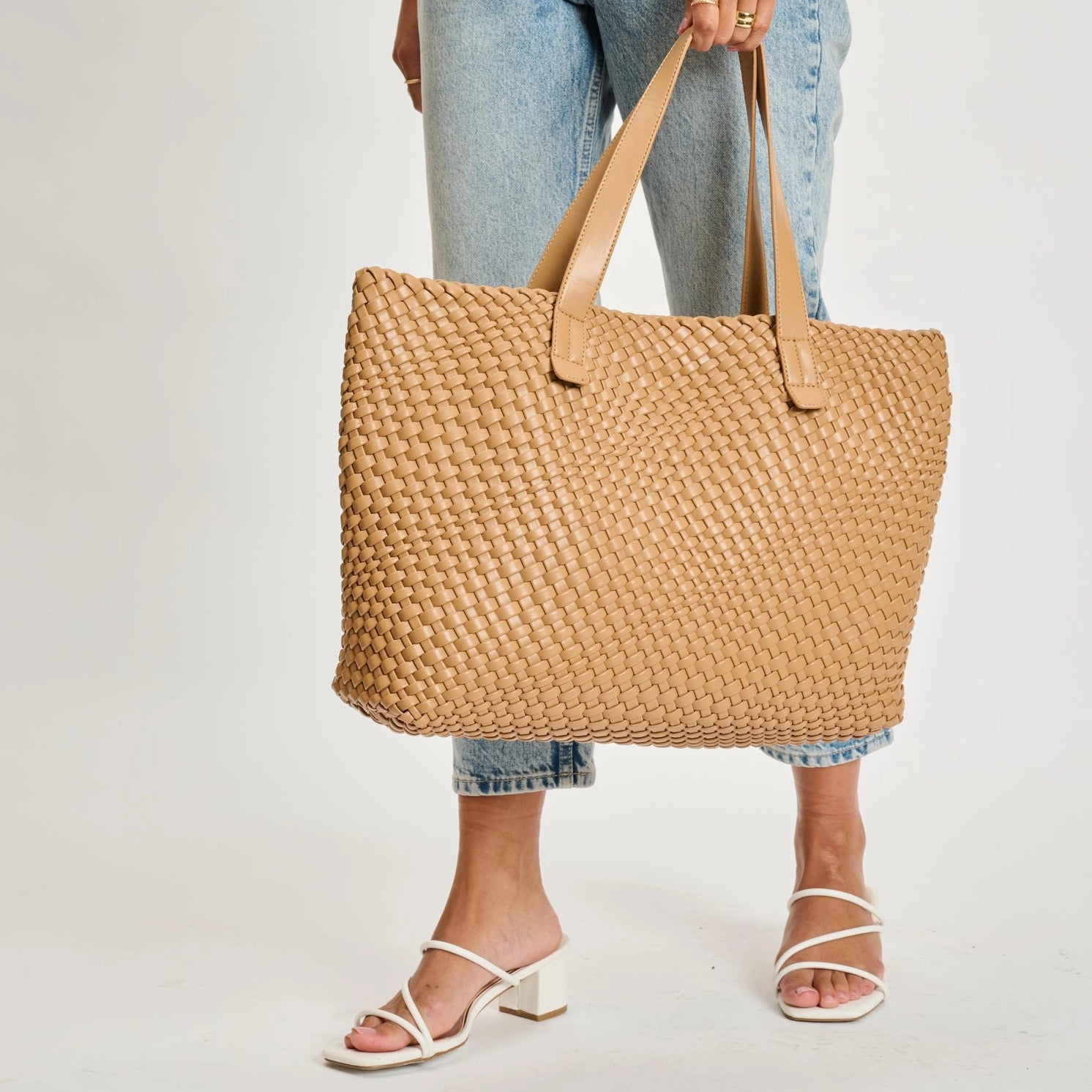 Moda Luxe Piquant Woven Tote in Tan