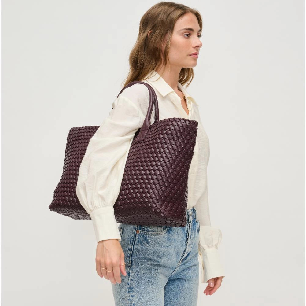 Urban Expressions Ithaca Woven Vegan Leather Tote in Espresso