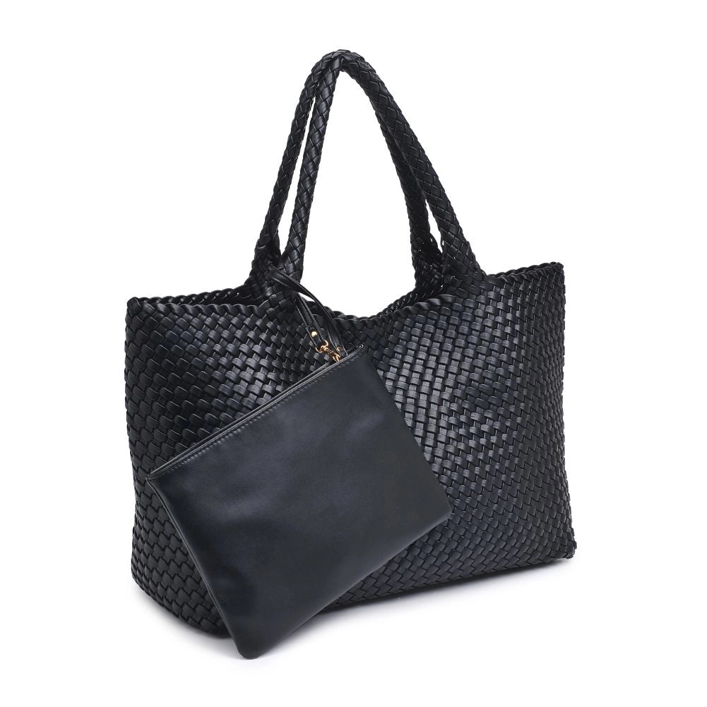 Moda Luxe Solana Woven Vegan Leather Tote in Black