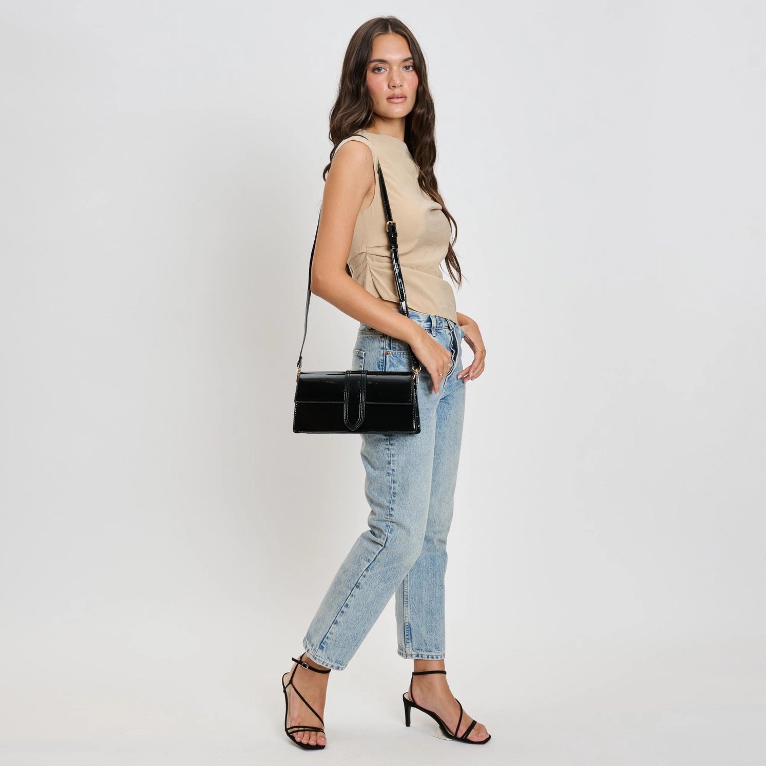 Moda Luxe Violet Black Patent Crossbody