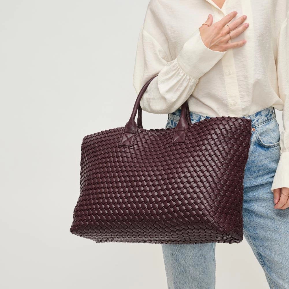 Urban Expressions Ithaca Woven Vegan Leather Tote in Espresso