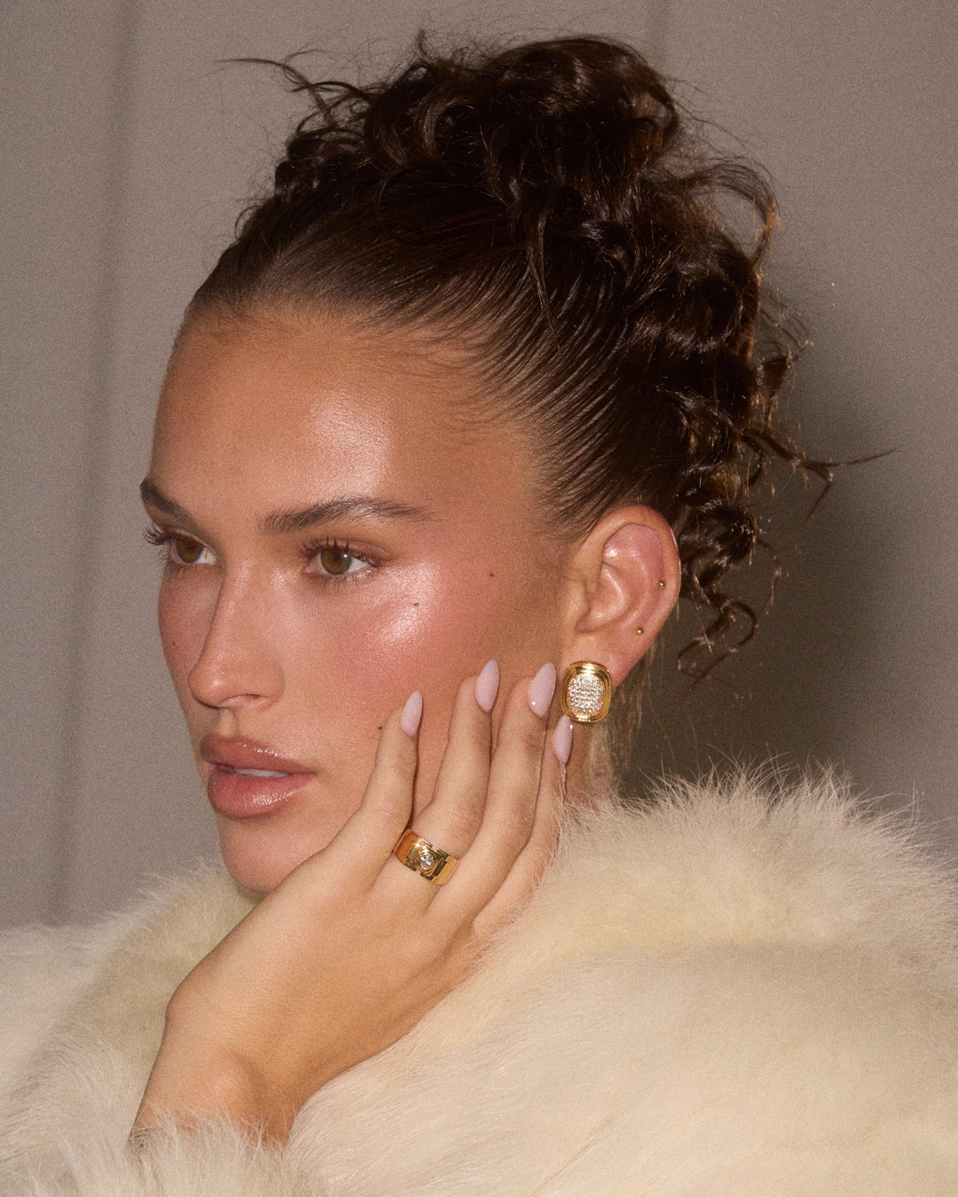 Luv AJ The Pave Oval Statement Studs