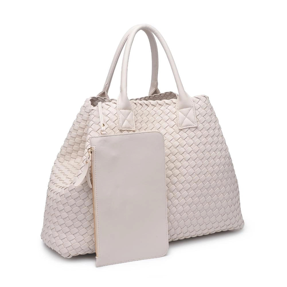 Urban Expressions Ithaca Woven Vegan Leather Tote in Oatmilk