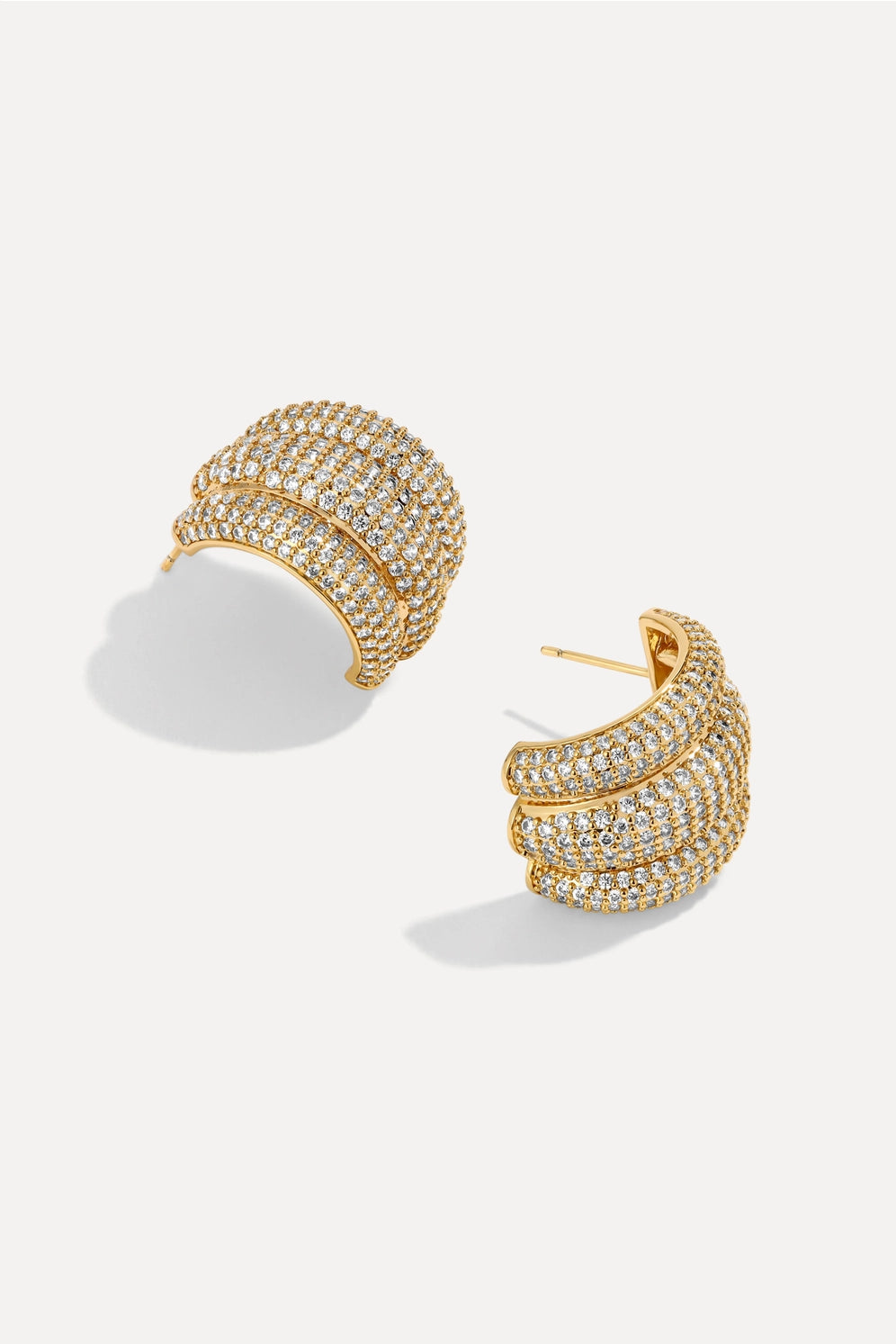 Lili Claspe Pave Shield Earrings in Gold