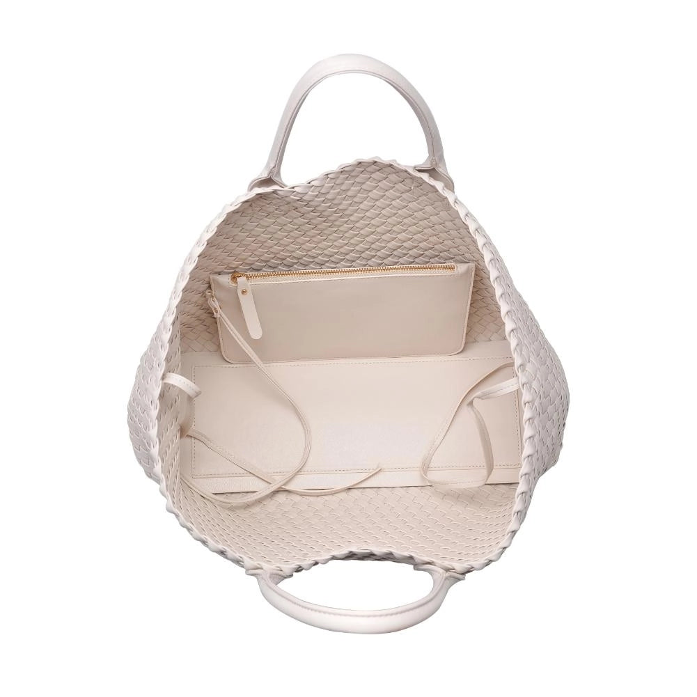 Urban Expressions Ithaca Woven Vegan Leather Tote in Oatmilk