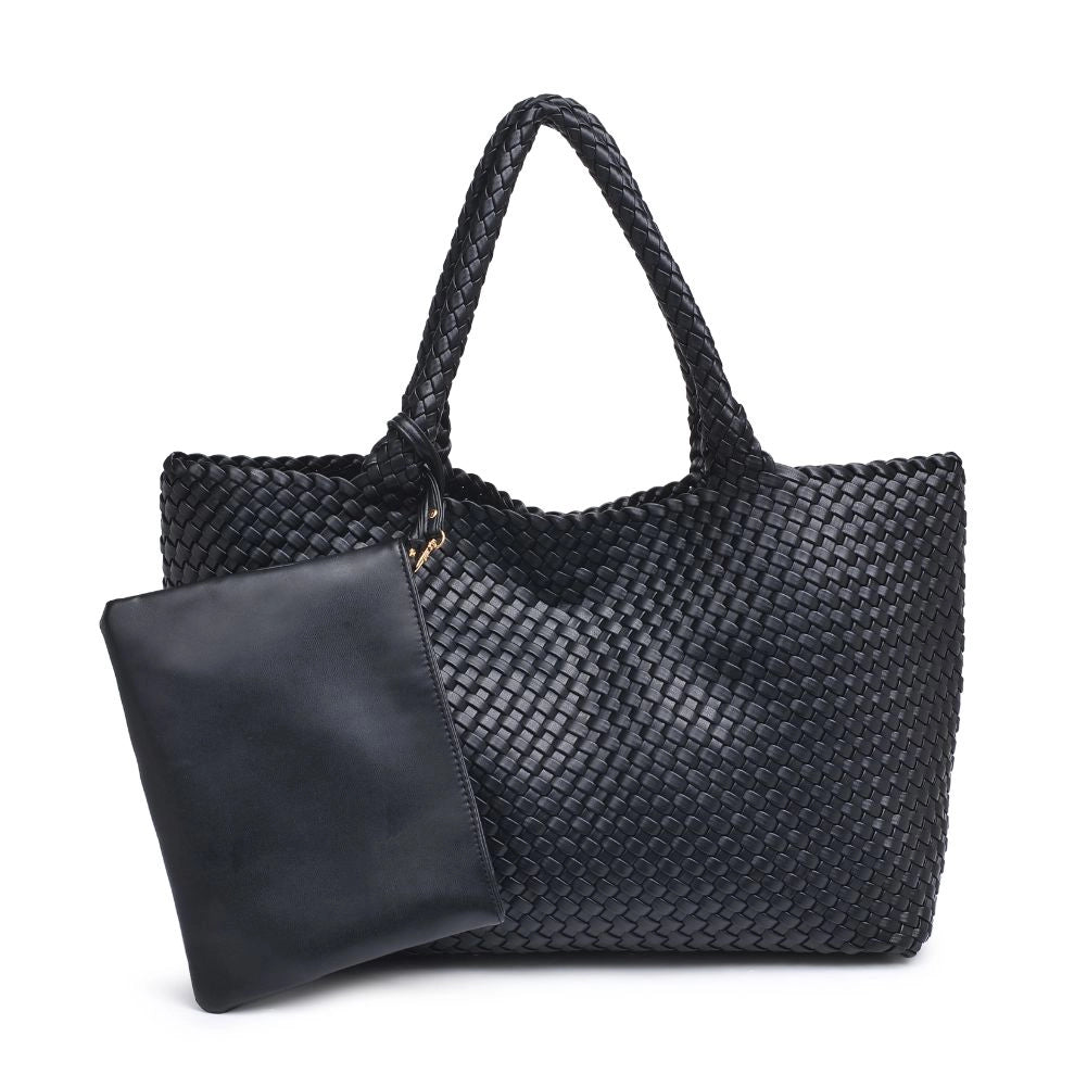 Moda Luxe Solana Woven Vegan Leather Tote in Black
