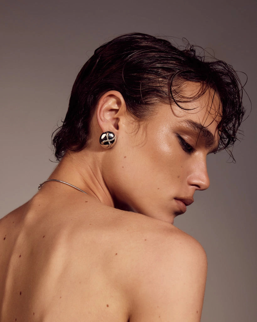 Luv AJ Mariner Cross Studs Gold