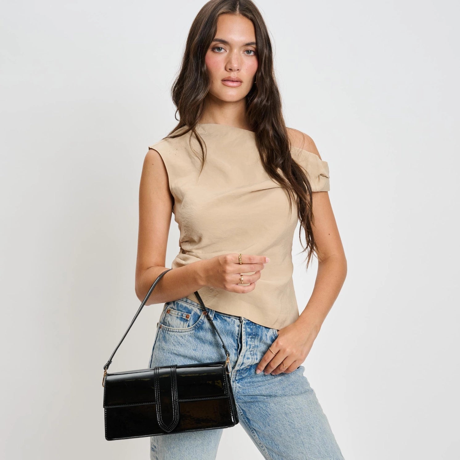 Moda Luxe Violet Black Patent Crossbody
