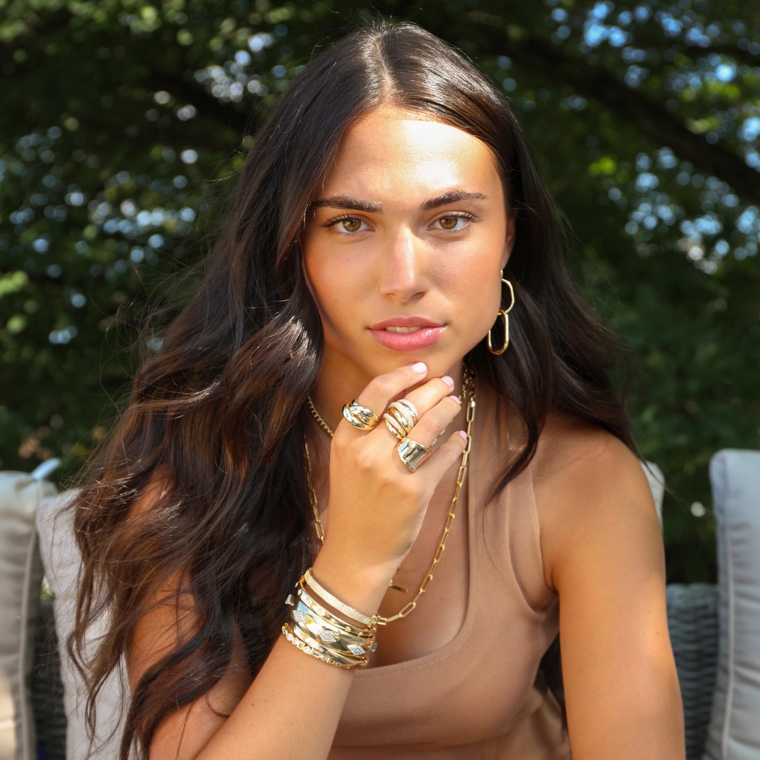 Marlyn Schiff Gold Plated Ribbed Dome Ring
