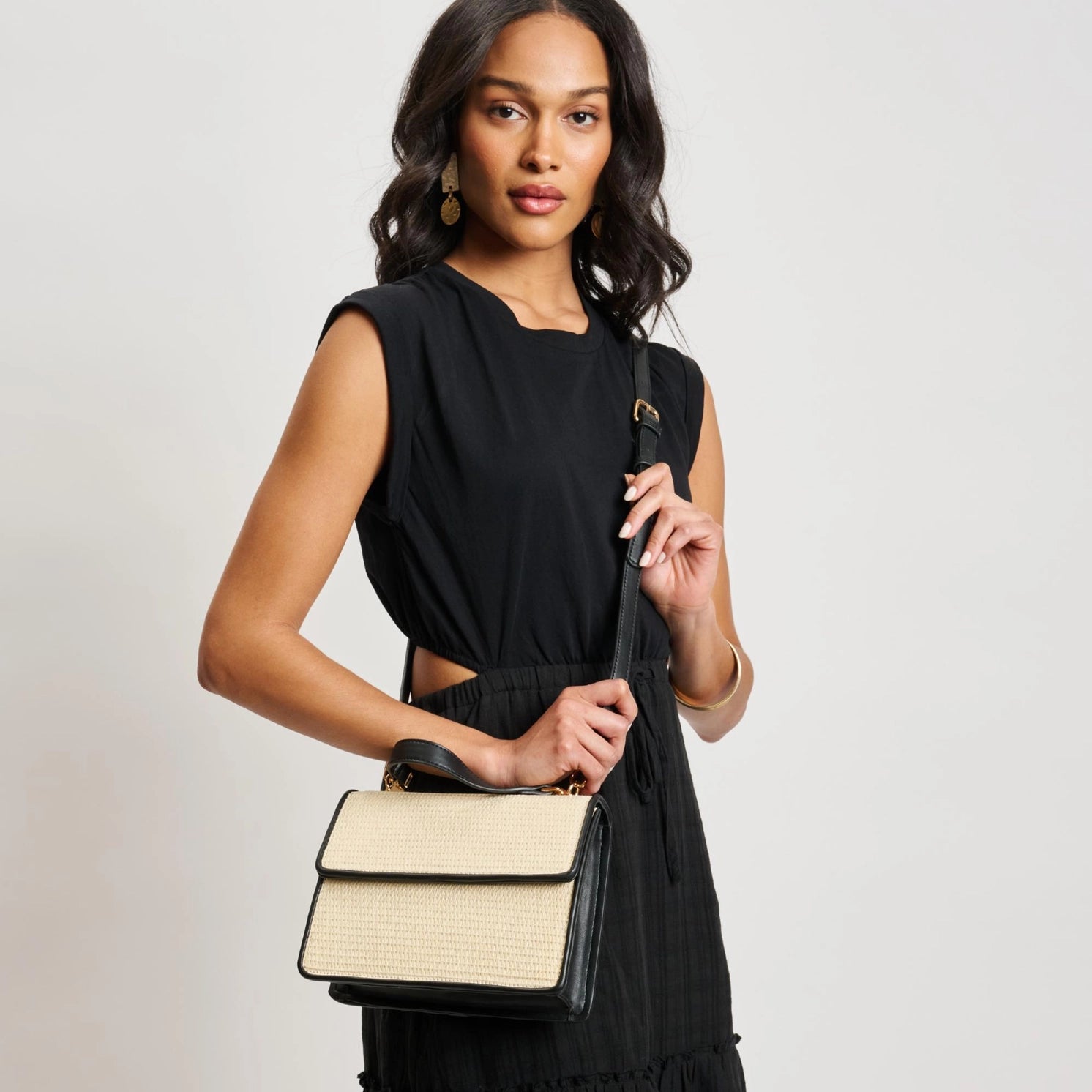 Moda Luxe Ruth Crossbody in Ivory and Black
