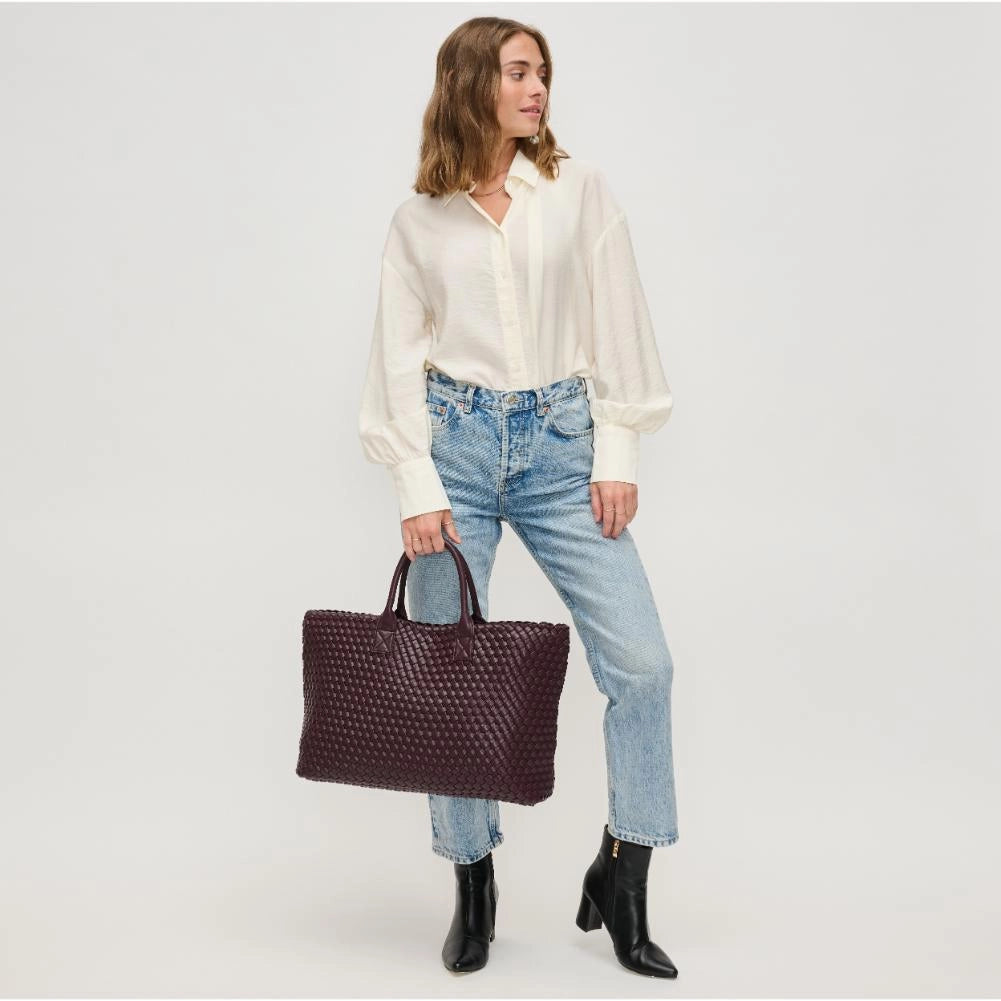 Urban Expressions Ithaca Woven Vegan Leather Tote in Espresso