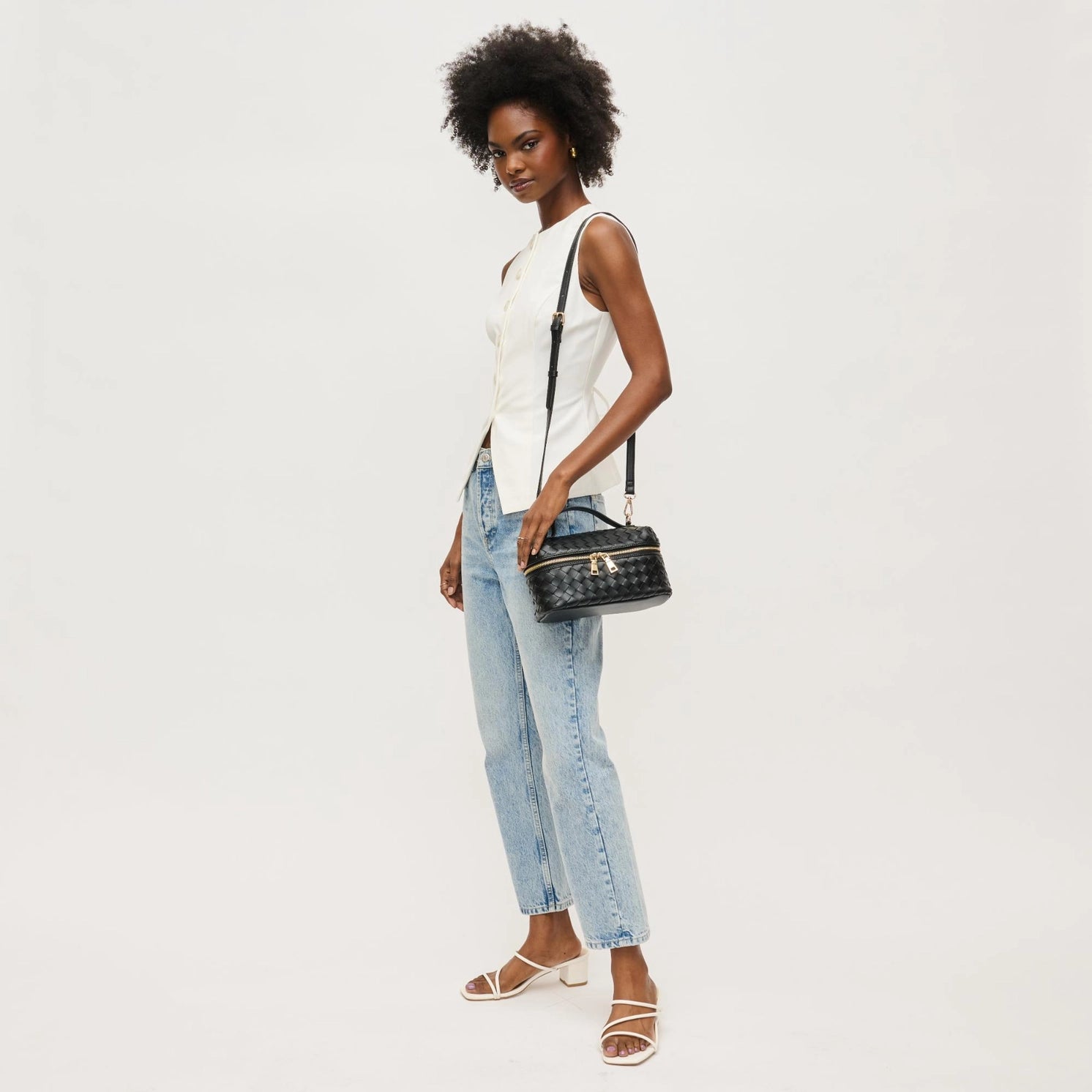 Urban Expressions Richie Woven Top Handle Crossbody in Black