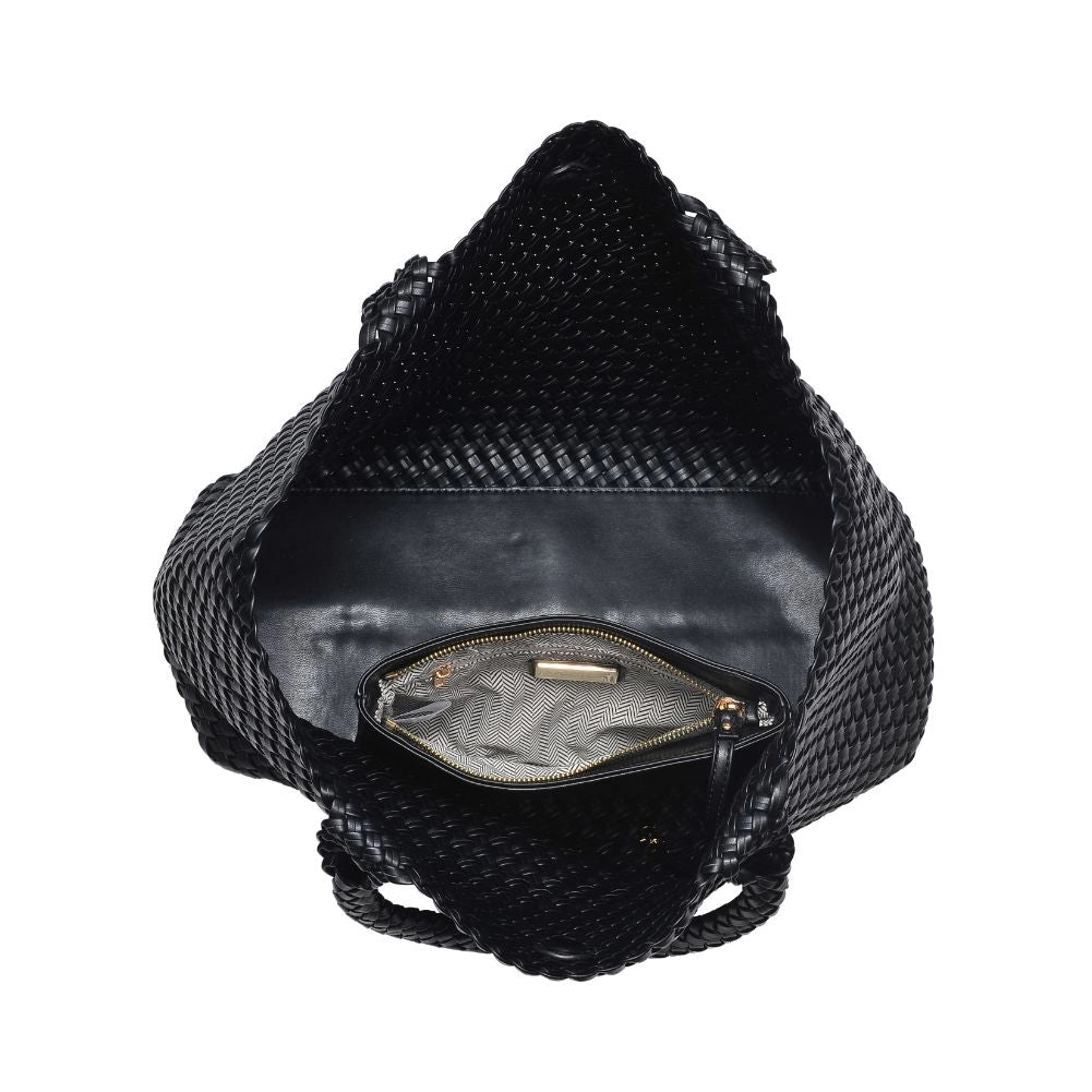 Moda Luxe Solana Woven Vegan Leather Tote in Black