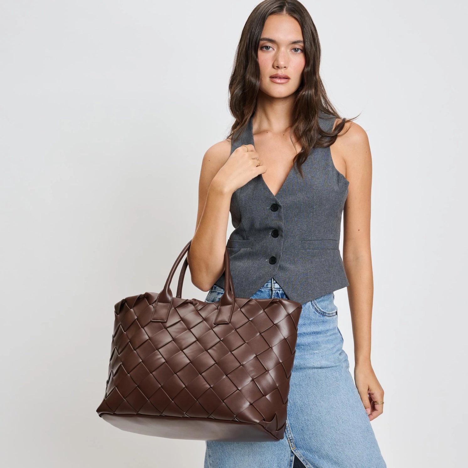 Moda Luxe Adeline Woven Tote in Espresso