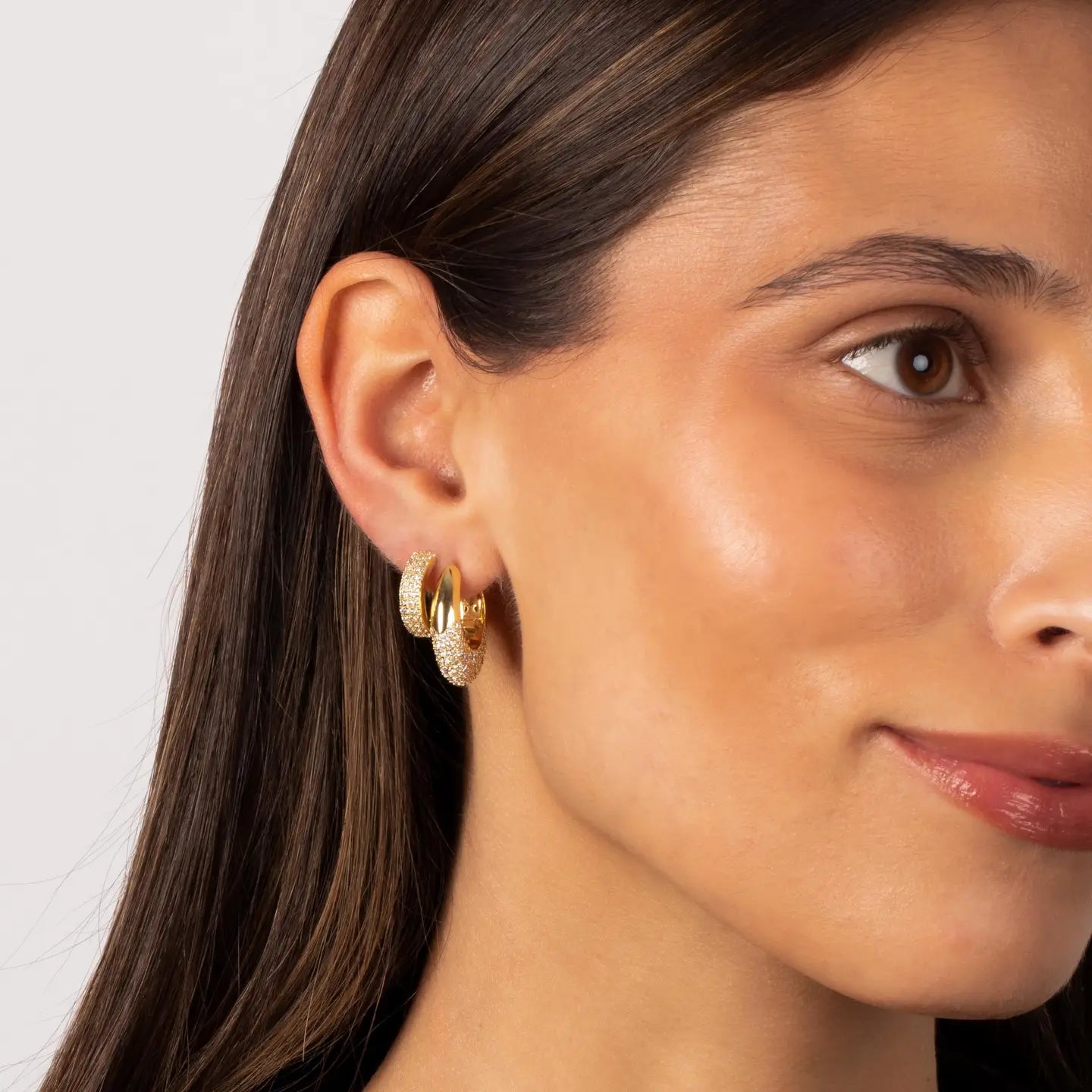 By Adina Eden Pave Cz Graduated Huggie Earring